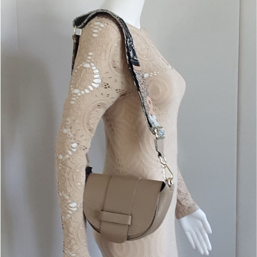 BORSE IN PELLE Italy Beige Guitar Strap Crossbody